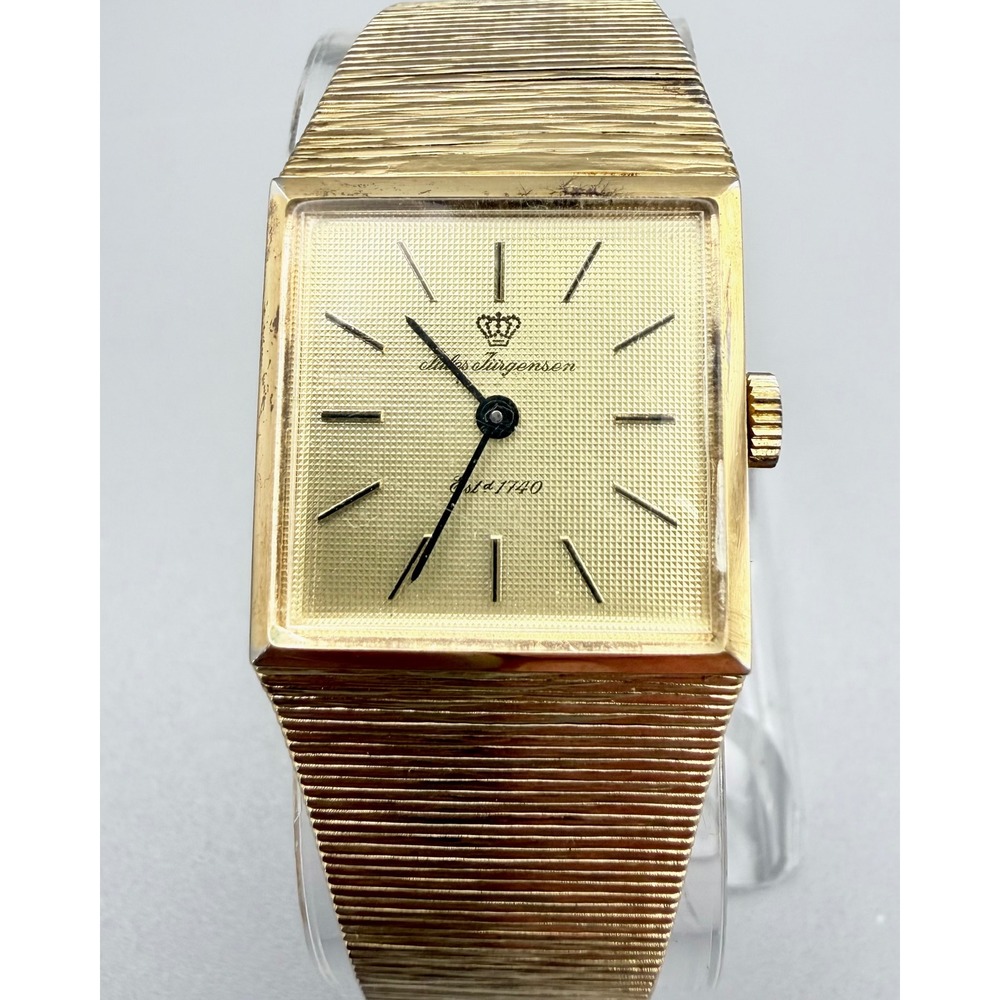 Vintage Jules Jurgensen 17 Jewel Mechanical Gold Tone Tank Watch Working